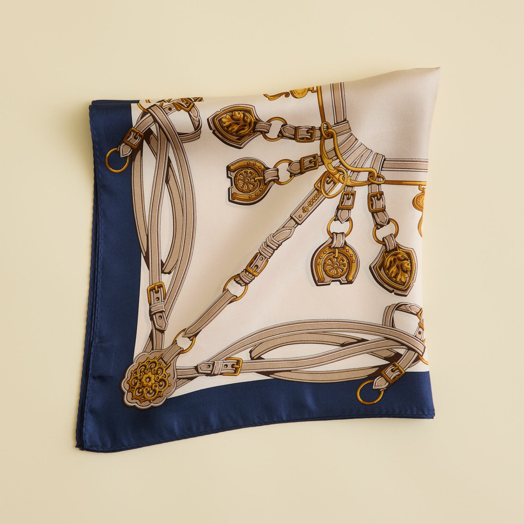 チェーン柄スカーフ＜ベージュ＞ シルク100% 日本製 | Maria Rouk