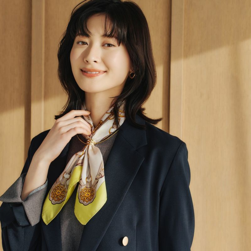 チェーン柄スカーフ＜ライム＞ シルク100% 日本製 | Maria Rouk