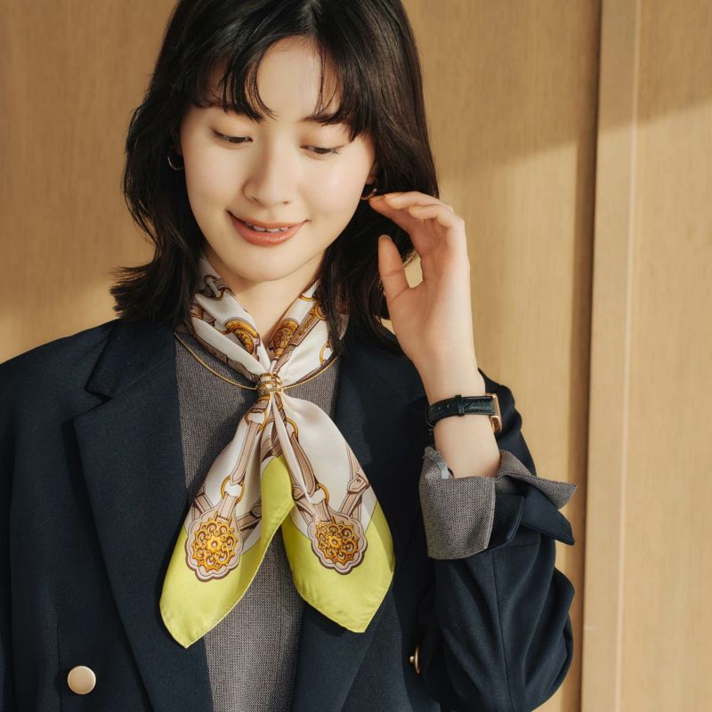 チェーン柄スカーフ＜ライム＞ シルク100% 日本製 | Maria Rouk